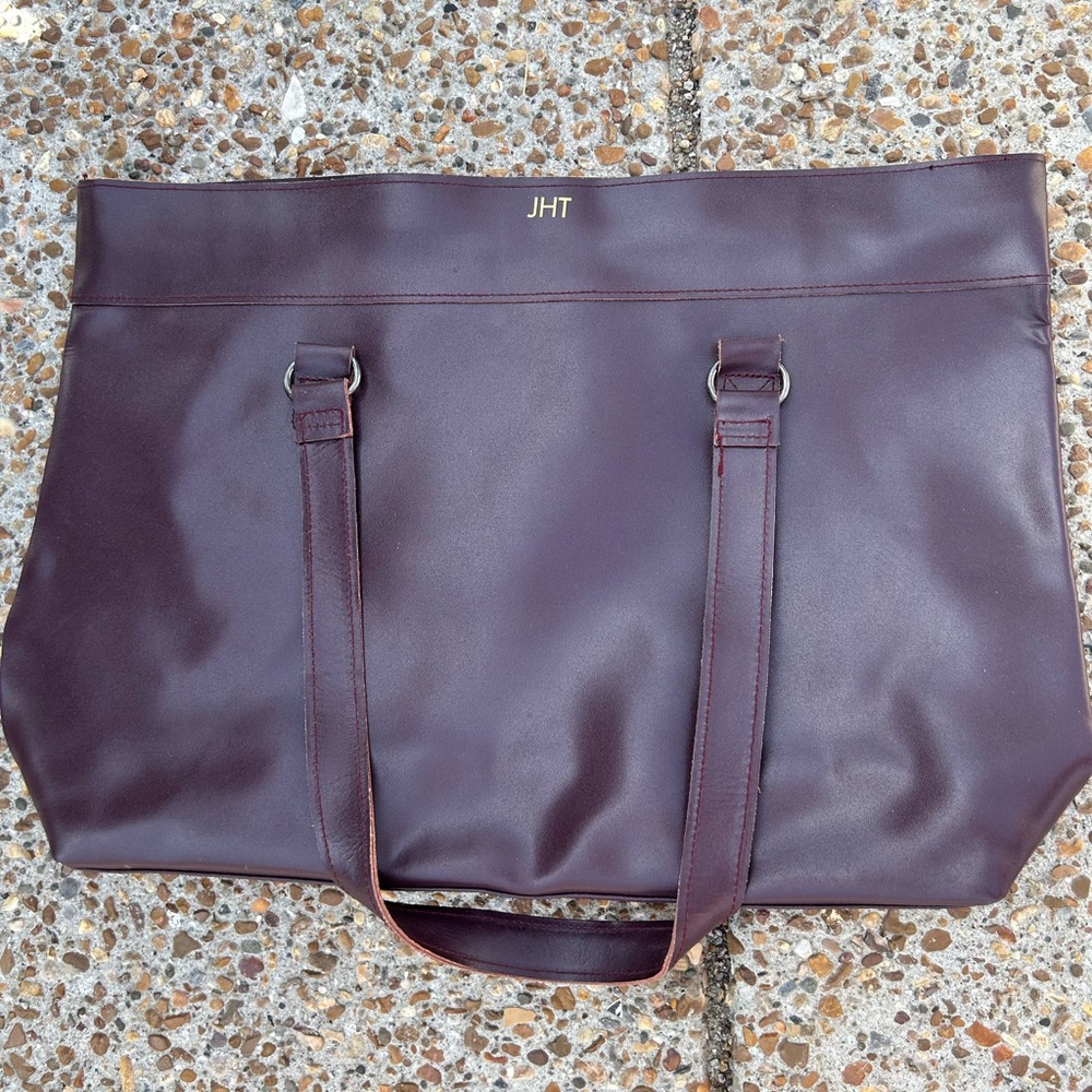 Lillian Vernon leather tote bag